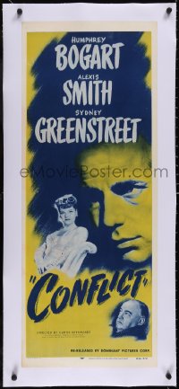 5a0871 CONFLICT linen insert R1956 tough Humphrey Bogart, sexy Alexis Smith & Sydney Greenstreet!