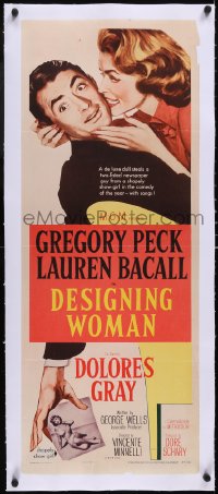 5a0875 DESIGNING WOMAN linen insert 1957 romantic art of Gregory Peck & sexy Lauren Bacall!