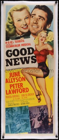 5a0887 GOOD NEWS linen insert 1947 romantic c/u of June Allyson & Peter Lawford + art of sexy dancer!