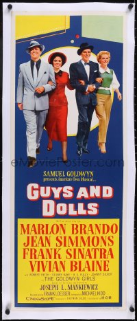 5a0888 GUYS & DOLLS linen insert 1955 Marlon Brando, Jean Simmons, Frank Sinatra & Blaine arm-in-arm!