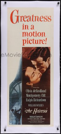 5a0890 HEIRESS linen insert 1949 William Wyler, great c/u of Olivia de Havilland & Montgomery Clift!