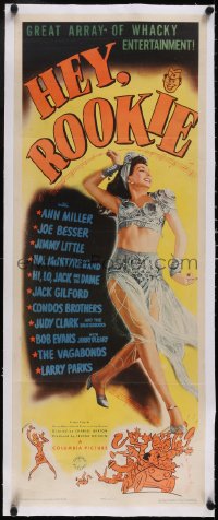 5a0892 HEY ROOKIE linen insert 1943 best different full-length art of sexy dancer Ann Miller, rare!