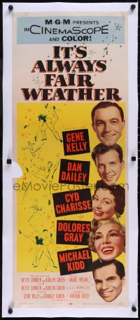 5a0901 IT'S ALWAYS FAIR WEATHER linen insert 1955 Gene Kelly, Cyd Charisse, Dan Dailey, Dolores Gray