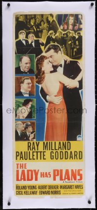 5a0906 LADY HAS PLANS linen insert 1942 great image of Ray Milland dancing with Paulette Goddard!