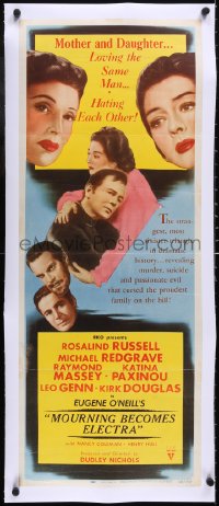 5a0919 MOURNING BECOMES ELECTRA linen insert 1948 Rosalind Russell & mom love the same man, rare!