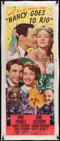 5a0924 NANCY GOES TO RIO linen insert 1950 Jane Powell, Ann Sothern, Barry Sullivan, Carmen Miranda