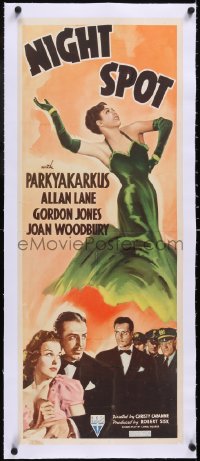 5a0925 NIGHT SPOT linen insert 1938 Parkyakarkus, pretty Joan Woodbury, Allan Lane, ultra rare!