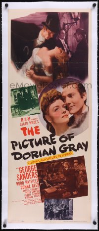 5a0929 PICTURE OF DORIAN GRAY linen insert 1945 George Sanders, Hurd Hatfield, Donna Reed, rare!