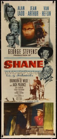 5a0942 SHANE linen insert 1953 classic western, Alan Ladd, Jean Arthur, Van Heflin, Brandon De Wilde