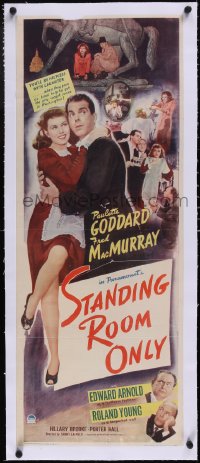 5a0947 STANDING ROOM ONLY linen insert 1944 sexy housemaid Paulette Goddard held by Fred MacMurray!