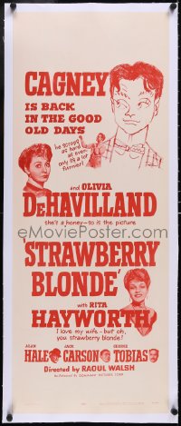 5a0950 STRAWBERRY BLONDE linen insert R1957 James Cagney, Olivia De Havilland & Rita Hayworth!