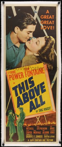 5a0955 THIS ABOVE ALL linen insert 1942 great romantic close up of Tyrone Power & Joan Fontaine!