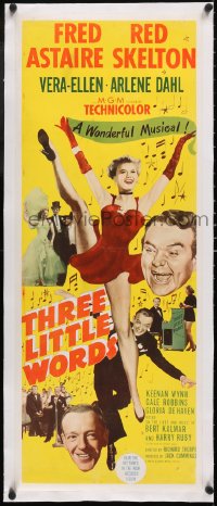 5a0956 THREE LITTLE WORDS linen insert 1950 art of Fred Astaire, Red Skelton & sexy Vera-Ellen!