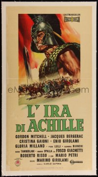 5a0662 FURY OF ACHILLES linen Italian locandina 1962 L'ira di Achille, cool sword & sandal art, rare!