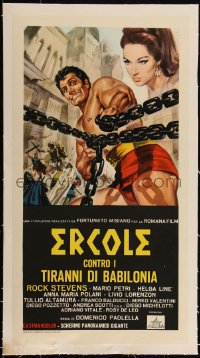 5a0666 HERCULES & THE TYRANTS OF BABYLON linen Italian locandina 1964 Peter Lupus as Rock Stevens!