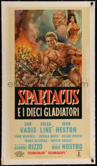 5a0677 SPARTACUS & THE TEN GLADIATORS linen Italian locandina 1964 Mos sword & sandal art, rare!