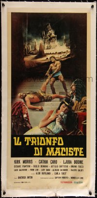 5a0678 TRIUMPH OF THE SON OF HERCULES linen Italian locandina 1961 Kirk Morris as Maciste, rare!