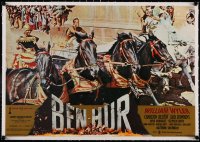 5a0325 BEN-HUR linen Italian 18x26 pbusta R1970s great close up of Charlton Heston in chariot scene!