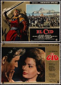 5a0318 EL CID group of 10 linen Italian 18x27 pbustas 1961 Anthony Mann, Heston, sexy Sophia Loren!