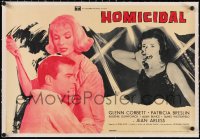 5a0326 HOMICIDAL linen Italian 18x27 pbusta 1961 William Castle's story of a psychotic female killer!