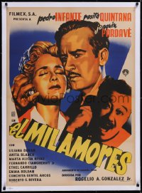 5a0593 EL MIL AMORES linen Mexican poster 1954 art of Pedro Infante, Rosita Quintana & Pardave, rare!