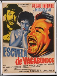 5a0597 ESCUELA DE VAGABUNDOS linen Mexican poster 1955 great art of top stars, School for Tramps!