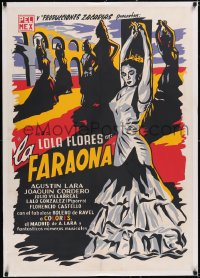 5a0605 LA FARAONA linen export Mexican poster R1960s Rene Cardona, full-length art of sexy senoritas!