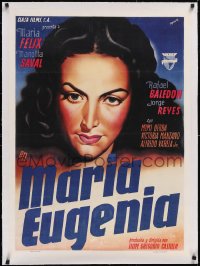 5a0625 MARIA EUGENIA linen Mexican poster 1943 Jose Espert art portrait of Maria Felix, ultra rare!