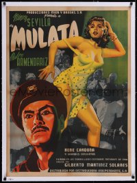 5a0633 MULATA linen Mexican poster 1954 Armendariz, barely dressed prostitute Ninon Sevilla, rare!