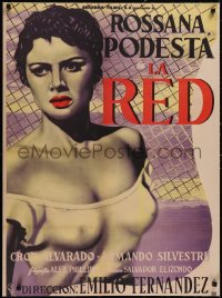 5a0613 LA RED linen Mexican poster 1953 great Caballero art of sexy Rossana Podesta!