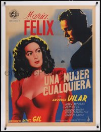 5a0649 UNA MUJER CUALQUIERA linen Mexican poster 1949 Berenguer art of sexy Maria Felix, ultra rare!