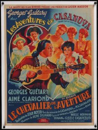 5a0145 LES AVENTURES DE CASANOVA linen Monacan 24x32 1947 Georges Guetary, great Belinsky art, rare!