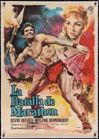 5a0477 GIANT OF MARATHON linen Spanish 1961 Tourneur & Mario Bava, Mac art of Steve Reeves, rare!