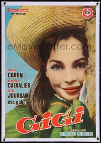 5a0478 GIGI linen Spanish 1959 different super close smiling portrait of Leslie Caron, very rare!