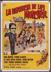 5a0490 MUNSTER GO HOME linen Spanish 1967 Fred Gwynne, Yvonne De Carlo, Al Lewis, very rare!