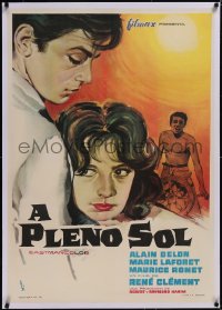 5a0498 PLEIN SOLEIL linen Spanish 1961 Rene Clement's Purple Noon, MCP art of Alain Delon & Laforet!