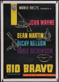 5a0500 RIO BRAVO linen Spanish 1959 Wayne, Nelson, Martin, Hawks. different MCP art & ultra rare!