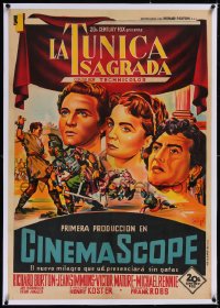 5a0501 ROBE linen Spanish 1954 Soligo art of Richard Burton, Jean Simmons & Mature, ultra rare!