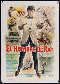 5a0506 THAT MAN FROM RIO linen Spanish 1964 different Mac art of secret agent Jean-Paul Belmondo!