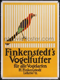 5a0343 FINKENSTEDT'S VOGELFUTTER linen 28x38 German special poster 1920s Klinger art of caged bird!