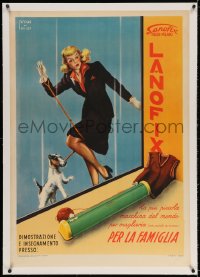 5a0247 LANOFIX linen 28x39 Italian advertising poster 1949 world's smallest knitting machine, rare!