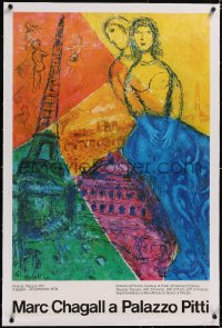 5a0146 MARC CHAGALL A PALAZZO PITTI linen 25x39 Italian art exhibition 1978 Eiffel Tower & more!