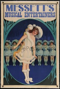 5a0181 MESSETT'S MUSICAL ENTERTAINERS linen 28x42 stage poster 1910s great stone litho of dancers!