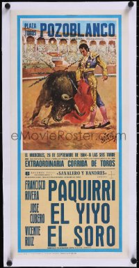 5a0353 POZOBLANCO linen 12x26 Spanish special poster 1984 led to death of Paquirri, Lopez Canito art!