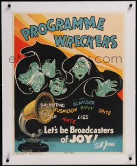 5a0159 PROGRAMME WRECKERS linen 22x28 English motivational poster 1928 negative workers, cool art!