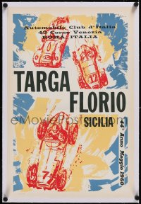 5a0355 TARGA FLORIO linen 16x23 Italian special poster 1960 great art of endurance car racing, rare!