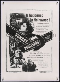 5a0354 SUNSET BOULEVARD linen military 30x42 special poster R1960s William Holden, Swanson, Wilder