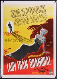 5a0224 LADY FROM SHANGHAI linen Swedish 1948 Welles & sexy Rita Hayworth, Lipniunas art, ultra rare!