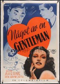 5a0225 LADY IN QUESTION linen Swedish 1941 Rohman art of Rita Hayworth, Glenn Ford & Aherne, rare!