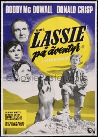 5a0226 LASSIE COME HOME linen Swedish R1960s Roddy McDowall, Donald Crisp, Lanchester & dog, rare!